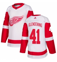 Men's Adidas Detroit Red Wings #41 Luke Glendening Authentic White Away NHL Jersey