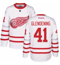 Men's Reebok Detroit Red Wings #41 Luke Glendening Authentic White 2017 Centennial Classic NHL Jersey