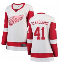 Women's Detroit Red Wings #41 Luke Glendening Authentic White Away Fanatics Branded Breakaway NHL Jersey