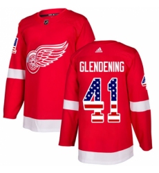 Youth Adidas Detroit Red Wings #41 Luke Glendening Authentic Red USA Flag Fashion NHL Jersey
