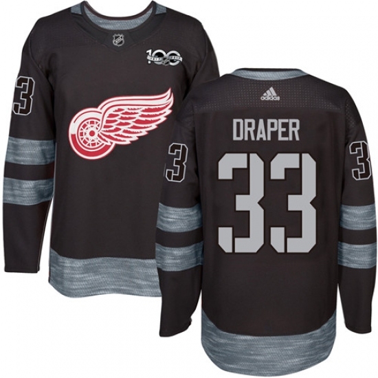 Men's Adidas Detroit Red Wings #33 Kris Draper Authentic Black 1917-2017 100th Anniversary NHL Jersey Men's Adidas Detroit Red Wings #33 Kris Draper Authentic Black 1917-2017 100th Anniversary NHL Jersey