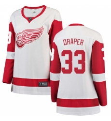 Women's Detroit Red Wings #33 Kris Draper Authentic White Away Fanatics Branded Breakaway NHL Jersey