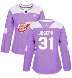 Women's Adidas Detroit Red Wings #31 Curtis Joseph Authentic Purple Fights Cancer Practice NHL Jersey