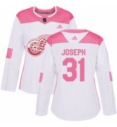 Women's Adidas Detroit Red Wings #31 Curtis Joseph Authentic White/Pink Fashion NHL Jersey