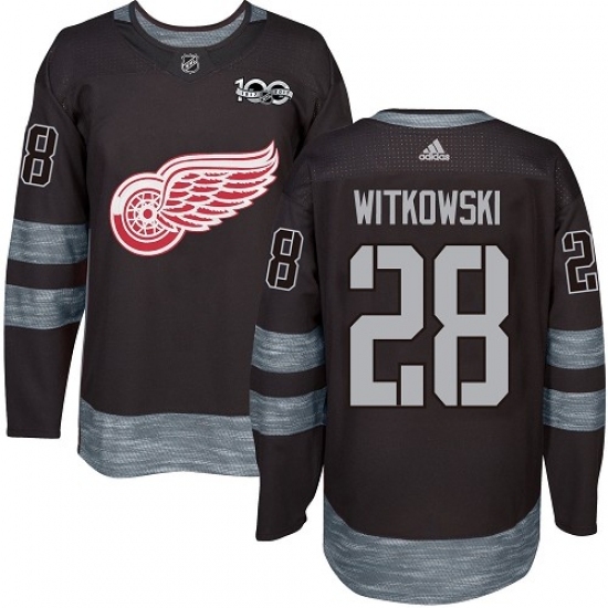 Men's Adidas Detroit Red Wings #28 Luke Witkowski Authentic Black 1917-2017 100th Anniversary NHL Jersey Men's Adidas Detroit Red Wings #28 Luke Witkowski Authentic Black 1917-2017 100th Anniversary NHL Jersey