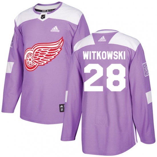 Men's Adidas Detroit Red Wings #28 Luke Witkowski Authentic Purple Fights Cancer Practice NHL Jersey Men's Adidas Detroit Red Wings #28 Luke Witkowski Authentic Purple Fights Cancer Practice NHL Jersey