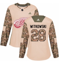 Women's Adidas Detroit Red Wings #28 Luke Witkowski Authentic Camo Veterans Day Practice NHL Jersey