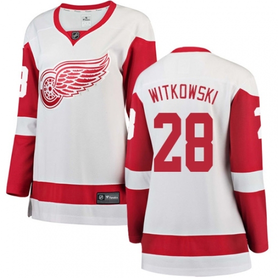 Women's Detroit Red Wings #28 Luke Witkowski Authentic White Away Fanatics Branded Breakaway NHL Jersey Women's Detroit Red Wings #28 Luke Witkowski Authentic White Away Fanatics Branded Breakaway NHL Jersey