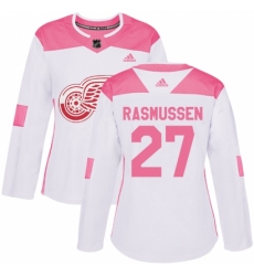 Women's Adidas Detroit Red Wings #27 Michael Rasmussen Authentic White/Pink Fashion NHL Jersey