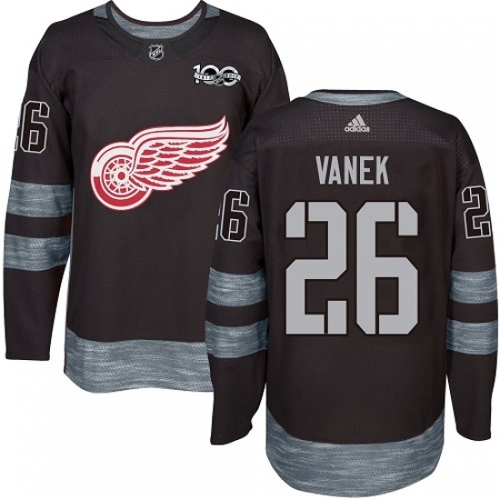 Men's Adidas Detroit Red Wings #26 Thomas Vanek Authentic Black 1917-2017 100th Anniversary NHL Jersey Men's Adidas Detroit Red Wings #26 Thomas Vanek Authentic Black 1917-2017 100th Anniversary NHL Jersey