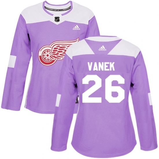 Women's Adidas Detroit Red Wings #26 Thomas Vanek Authentic Purple Fights Cancer Practice NHL Jersey Women's Adidas Detroit Red Wings #26 Thomas Vanek Authentic Purple Fights Cancer Practice NHL Jersey