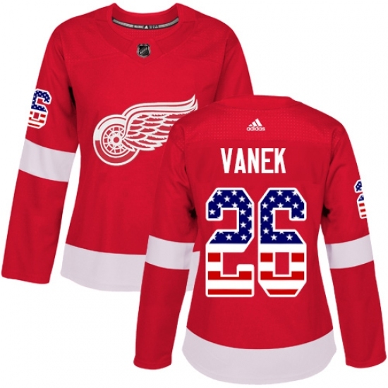 Women's Adidas Detroit Red Wings #26 Thomas Vanek Authentic Red USA Flag Fashion NHL Jersey Women's Adidas Detroit Red Wings #26 Thomas Vanek Authentic Red USA Flag Fashion NHL Jersey