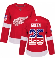 Women's Adidas Detroit Red Wings #25 Mike Green Authentic Red USA Flag Fashion NHL Jersey