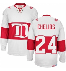 Men's CCM Detroit Red Wings #24 Chris Chelios Authentic White Winter Classic Throwback NHL Jersey