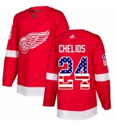 Youth Adidas Detroit Red Wings #24 Chris Chelios Authentic Red USA Flag Fashion NHL Jersey