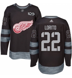 Men's Adidas Detroit Red Wings #22 Matthew Lorito Authentic Black 1917-2017 100th Anniversary NHL Jersey