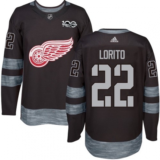 Men's Adidas Detroit Red Wings #22 Matthew Lorito Authentic Black 1917-2017 100th Anniversary NHL Jersey Men's Adidas Detroit Red Wings #22 Matthew Lorito Authentic Black 1917-2017 100th Anniversary NHL Jersey