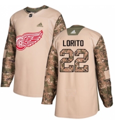 Men's Adidas Detroit Red Wings #22 Matthew Lorito Authentic Camo Veterans Day Practice NHL Jersey
