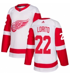 Men's Adidas Detroit Red Wings #22 Matthew Lorito Authentic White Away NHL Jersey