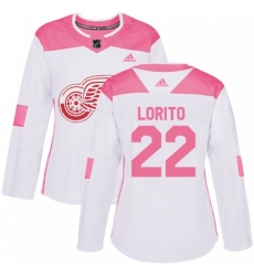 Women's Adidas Detroit Red Wings #22 Matthew Lorito Authentic White/Pink Fashion NHL Jersey