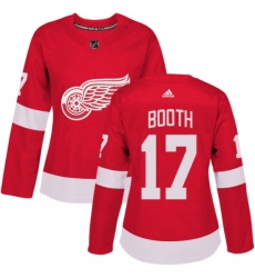 Women's Adidas Detroit Red Wings #17 David Booth Authentic Red Home NHL Jersey