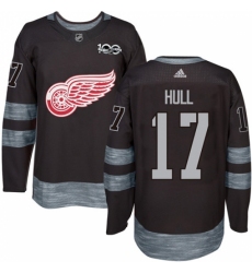 Men's Adidas Detroit Red Wings #17 Brett Hull Authentic Black 1917-2017 100th Anniversary NHL Jersey Men's Adidas Detroit Red Wings #17 Brett Hull Authentic Black 1917-2017 100th Anniversary NHL Jersey