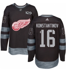 Men's Adidas Detroit Red Wings #16 Vladimir Konstantinov Authentic Black 1917-2017 100th Anniversary NHL Jersey