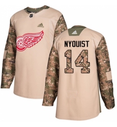 Men's Adidas Detroit Red Wings #14 Gustav Nyquist Authentic Camo Veterans Day Practice NHL Jersey