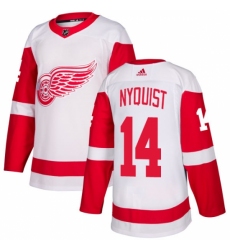 Men's Adidas Detroit Red Wings #14 Gustav Nyquist Authentic White Away NHL Jersey