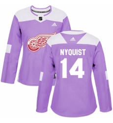 Women's Adidas Detroit Red Wings #14 Gustav Nyquist Authentic Purple Fights Cancer Practice NHL Jersey