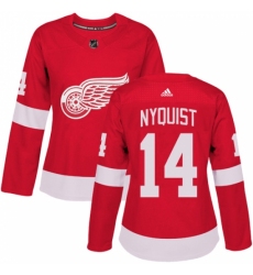 Women's Adidas Detroit Red Wings #14 Gustav Nyquist Authentic Red Home NHL Jersey