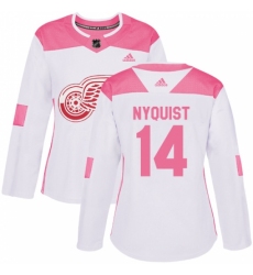 Women's Adidas Detroit Red Wings #14 Gustav Nyquist Authentic White/Pink Fashion NHL Jersey