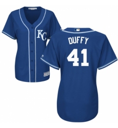 Women's Majestic Kansas City Royals #41 Danny Duffy Replica Blue Alternate 2 Cool Base MLB Jersey