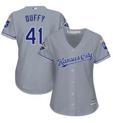 Women's Majestic Kansas City Royals #41 Danny Duffy Replica Grey Road Cool Base MLB Jersey