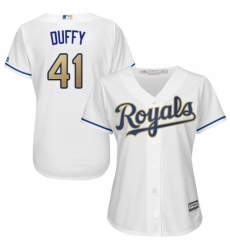 Women's Majestic Kansas City Royals #41 Danny Duffy Replica White Home Cool Base MLB Jersey