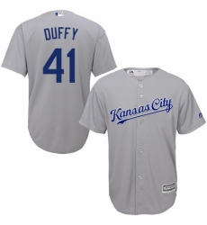 Youth Majestic Kansas City Royals #41 Danny Duffy Replica Grey Road Cool Base MLB Jersey