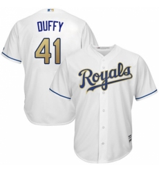 Youth Majestic Kansas City Royals #41 Danny Duffy Replica White Home Cool Base MLB Jersey