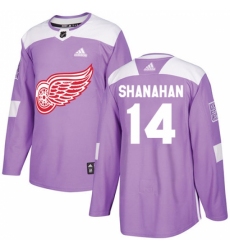 Men's Adidas Detroit Red Wings #14 Brendan Shanahan Authentic Purple Fights Cancer Practice NHL Jersey