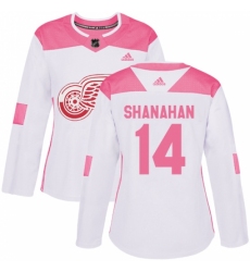 Women's Adidas Detroit Red Wings #14 Brendan Shanahan Authentic White/Pink Fashion NHL Jersey