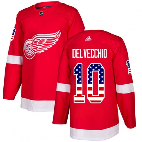 Men's Adidas Detroit Red Wings #10 Alex Delvecchio Authentic Red USA Flag Fashion NHL Jersey Men's Adidas Detroit Red Wings #10 Alex Delvecchio Authentic Red USA Flag Fashion NHL Jersey