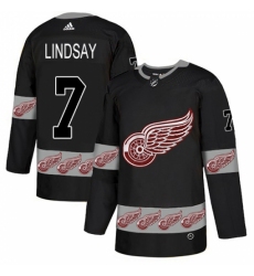 Men's Adidas Detroit Red Wings #7 Ted Lindsay Authentic Black Team Logo Fashion NHL Jersey