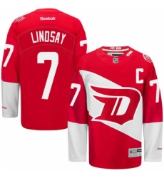 Men's Reebok Detroit Red Wings #7 Ted Lindsay Authentic Red 2016 Stadium Series NHL Jersey
