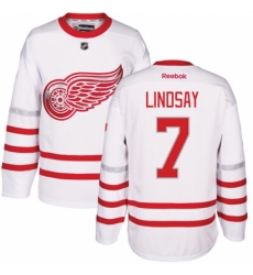 Men's Reebok Detroit Red Wings #7 Ted Lindsay Premier White 2017 Centennial Classic NHL Jersey