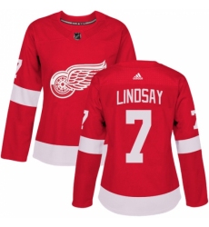 Women's Adidas Detroit Red Wings #7 Ted Lindsay Authentic Red Home NHL Jersey