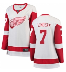Women's Detroit Red Wings #7 Ted Lindsay Authentic White Away Fanatics Branded Breakaway NHL Jersey