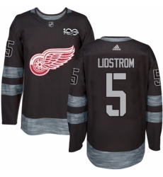 Men's Adidas Detroit Red Wings #5 Nicklas Lidstrom Authentic Black 1917-2017 100th Anniversary NHL Jersey