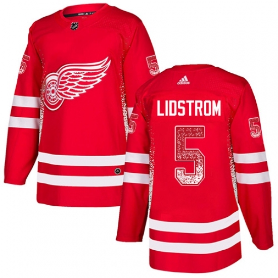 Men's Adidas Detroit Red Wings #5 Nicklas Lidstrom Authentic Red Drift Fashion NHL Jersey Men's Adidas Detroit Red Wings #5 Nicklas Lidstrom Authentic Red Drift Fashion NHL Jersey