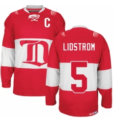 Men's CCM Detroit Red Wings #5 Nicklas Lidstrom Authentic Red Winter Classic Throwback NHL Jersey