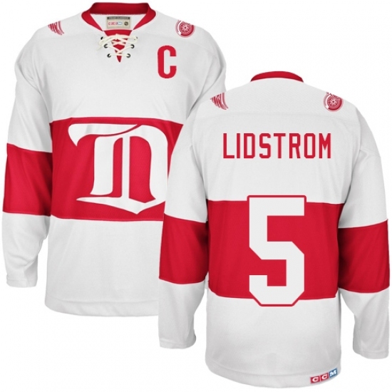 Men's CCM Detroit Red Wings #5 Nicklas Lidstrom Authentic White Winter Classic Throwback NHL Jersey Men's CCM Detroit Red Wings #5 Nicklas Lidstrom Authentic White Winter Classic Throwback NHL Jersey