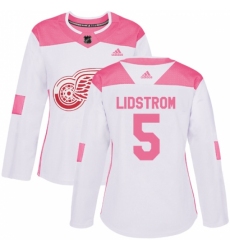 Women's Adidas Detroit Red Wings #5 Nicklas Lidstrom Authentic White/Pink Fashion NHL Jersey Women's Adidas Detroit Red Wings #5 Nicklas Lidstrom Authentic White/Pink Fashion NHL Jersey